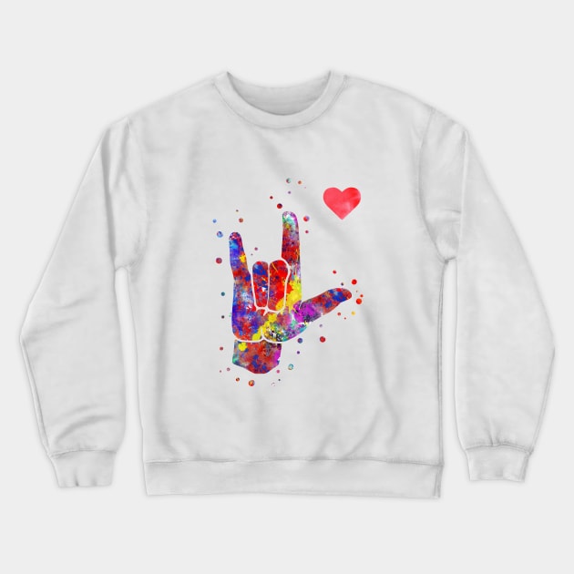 I love you ASL sign language Crewneck Sweatshirt by RosaliArt